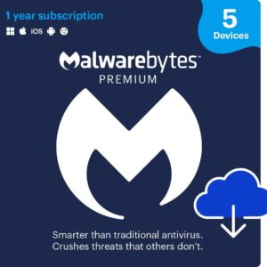Malwarebytes Premium | 1 Year, 5 Device | PC, Mac, Android […