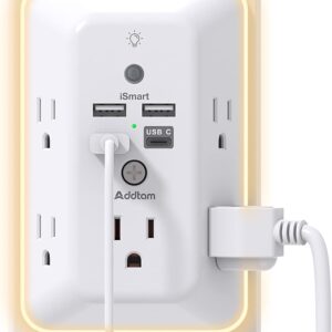 Surge Protector, Multi-Socket Extender with Light…