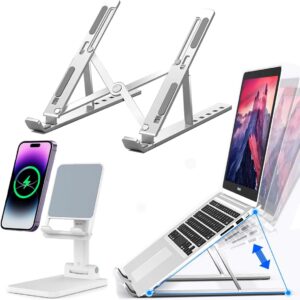Portable Aluminum Laptop and Phone Holder, Adjustable, Adjustable…
