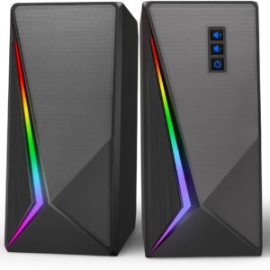 LLEVTIC Computer Speakers, Desktop Speakers with 6 Colors…