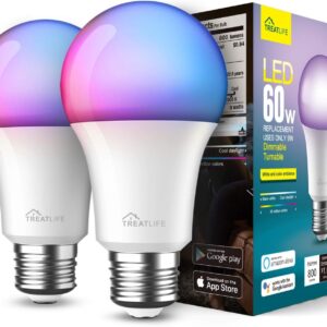 TREATLIFE Smart Light Bulbs 2 Pack, Music Sync Color Changin…