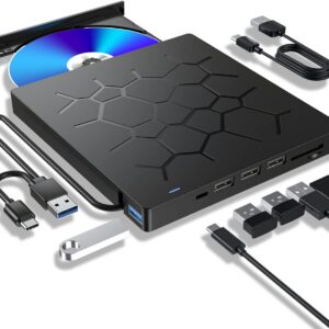 External CD/DVD Drive for Laptop, 7 in 1 USB 3.0 Ultra Slim…