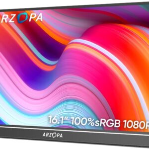 ARZOPA 16.1″ Portable Monitor, 100% sRGB FHD 1080P with…