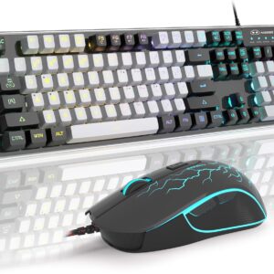 Gaming Keyboard and Mouse Combo, K1 RGB LED Backlit Keyboard…