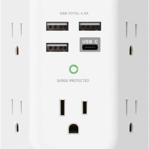 Addtam USB Wall Charger Surge Protector 5 Outlet Extender with…