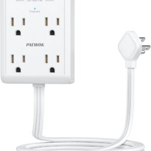 Flat Power Outlet Extender with USB C Ports, 4M