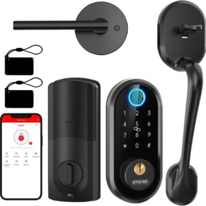 Front Door with Smart Lock, SMONET Keyless Entry Door Lock…