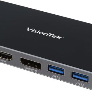 VisionTek VT210 Portable USB-C Dual Monitor Hub – 1x DP, 1x…