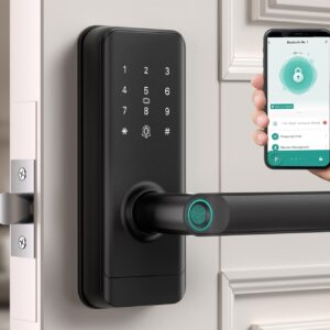 Smart Lock, Smart Door Lock with Handle, Fingerprint Door Lock, Key…