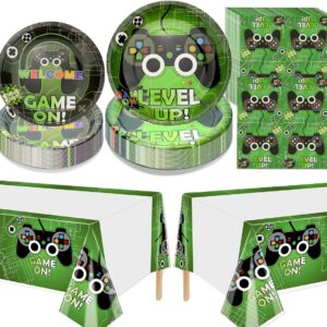 Video Game Party Decorations, 7″ and 9″ Disposable Plates and…