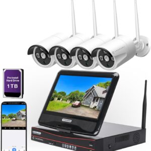 10CH Expandable Wireless Security Camera System with 10.1″ M…