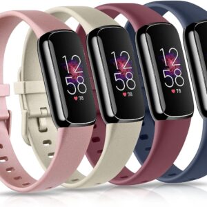 4 Pack Bands for Fitbit Luxe Bands, Soft Silicone Wristband…
