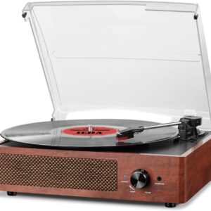 Bluetooth Turntable Vinyl Record Player with Speakers,…