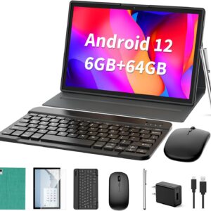 2 in 1 Android Tablet, 10 Inch Android 12 Tablet, 6GB+…