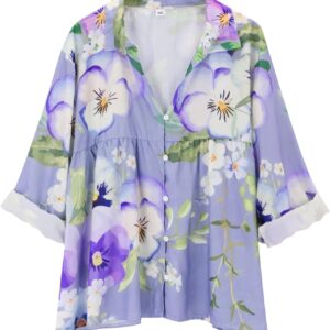 Women's T-shirt, Cotton Linen Shirts with Buttons for Women…