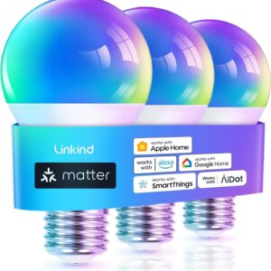 Linkind Matter WiFi smart light bulbs work with Apple Home,…