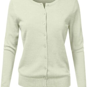 Women's Long Sleeve Round Neck Knitted Cardigan Sweater…