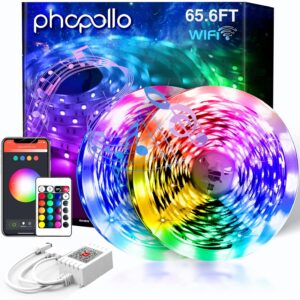 Phopollo 65.6ft WiFi LED Light Strip, Smart LED Light Strip…