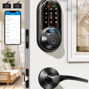 Veise Smart Entry Door Locks, 2 Lever Handles, Fingerprint…