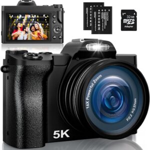 5K Digital Camera, WiFi Vlogging Camera with 32G SD Card, 48…