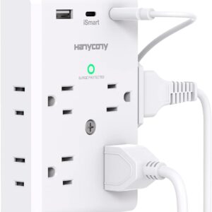 Multi-Socket Power Strip Extender with USB C Ports, 3-Sided Power…
