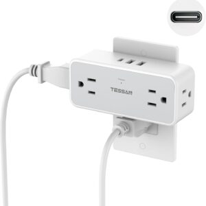 Multi Outlet Splitter, TESSAN 4 Outlet Wall Outlet Extender with 100W Power Strip…