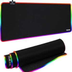 Large RGB Gaming Mouse Pad 12 Light Modes Computer Keyboard Mouse Pad…