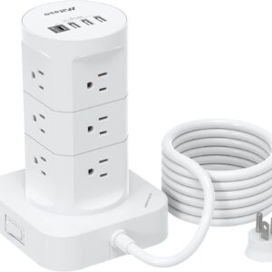 Tower Power Strip Surge Protector – 12 Wide Outlets with 4 Outlets – 12 …