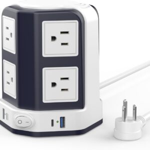 Tower Power Strip Surge Protector, 20W USB C Power Strip, 10ft Extension Cord…