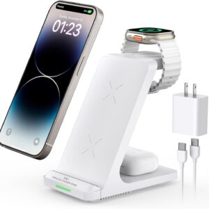Wireless Charging Station, 3 in 1 Fast Wireless Charging Station…