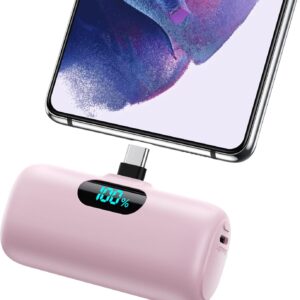 [2-Pack] Mini portable charger 5000mAh power bank, 3A PD USB…