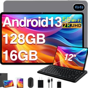 Tablet 12 inch Android 13 Tablet 2K Screens,16GB RAM 128GB R…