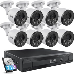 ZOSI 5MP 8CH PoE Security Camera System with Audio, H.265+ 5M…