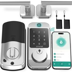 WiFi Door Lock with Handle Set – SMONET Fingerprint Smart Lock…