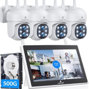 CAMCAMP Wireless Outdoor Security Camera System with 10.1″ L…