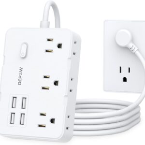 Power Strip with 6 AC Outlets and 4 USB-A Ports, Wall Mountable, 4…