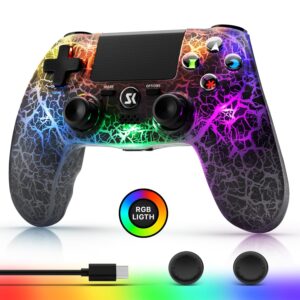 Wireless Controller for PS4, Black Crack Custom Design, Adjustable…