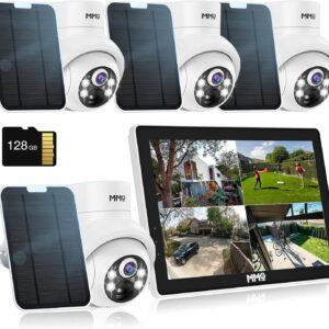 Outdoor Solar Security Camera System with 10 Inch LCD Monitor, 4…