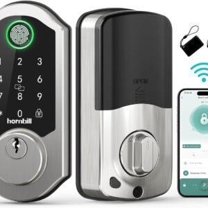 Smart Door Lock with WiFi Deadbolt – Hornbill Keyless Entry Smart Door Lock…