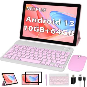 Android 13 Tablet, 10 Inch Tablet with Keyboard, 10GB RAM + 64GB ROM,…