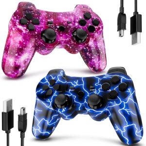 Bowei PS3 Wireless Controller 2 Pack, Dual Shock Gamepad for…