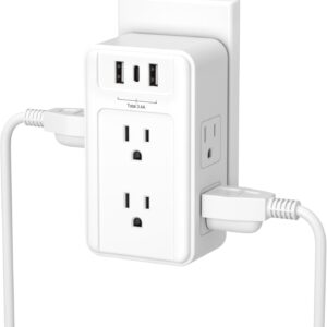 BN-LINK Power Strip, 6 Outlet Wall Socket Extender with 3 USB Ports…