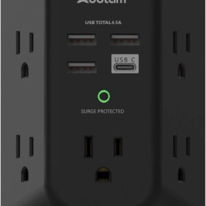 USB Wall Charger Surge Protector – Addtam 5 Outlet Extender…