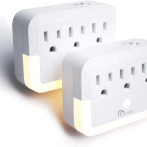 Power Strip Extender with Night Light, 2 Pack Multi Outlets, 100W…