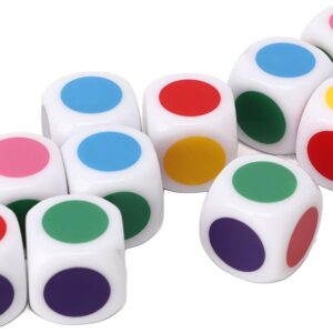 Alomejor 20pcs 6 Sided Dice Colored Dot Dice Teaching Dice for…