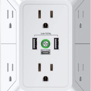 Multi Outlet Surge Protector – YISHU 3-Sided Outlet Surge Protector…