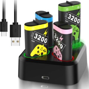 4 Pack 3200mAH (4 x 7680mWh) Rechargeable Battery Packs for…