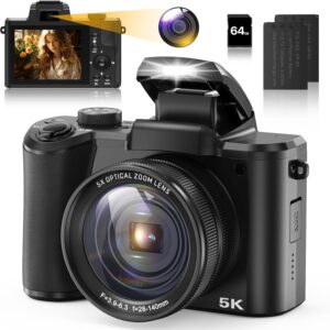 5K Digital Camera for Photo and Video Autofocus 5X Opt…