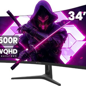 CRUA 34-inch Ultrawide Gaming Monitor, WQHD (3440 x 1440P), 144Hz/1ms…
