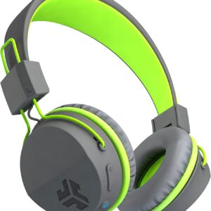 JLab Neon Wireless On-Ear Headphones – Graphite/Green – 13 Hours…
